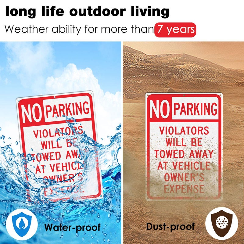TR No Parking Sign, Violators Will Be Towed Away at Vehicle Owner's Expense Sign, 10 x 14 Inches, Rust Free Aluminum, Reflective, UV Printed, Weather/Fade Resistant, Easy Mounting, Indoor/Outdoor Use - Image 5